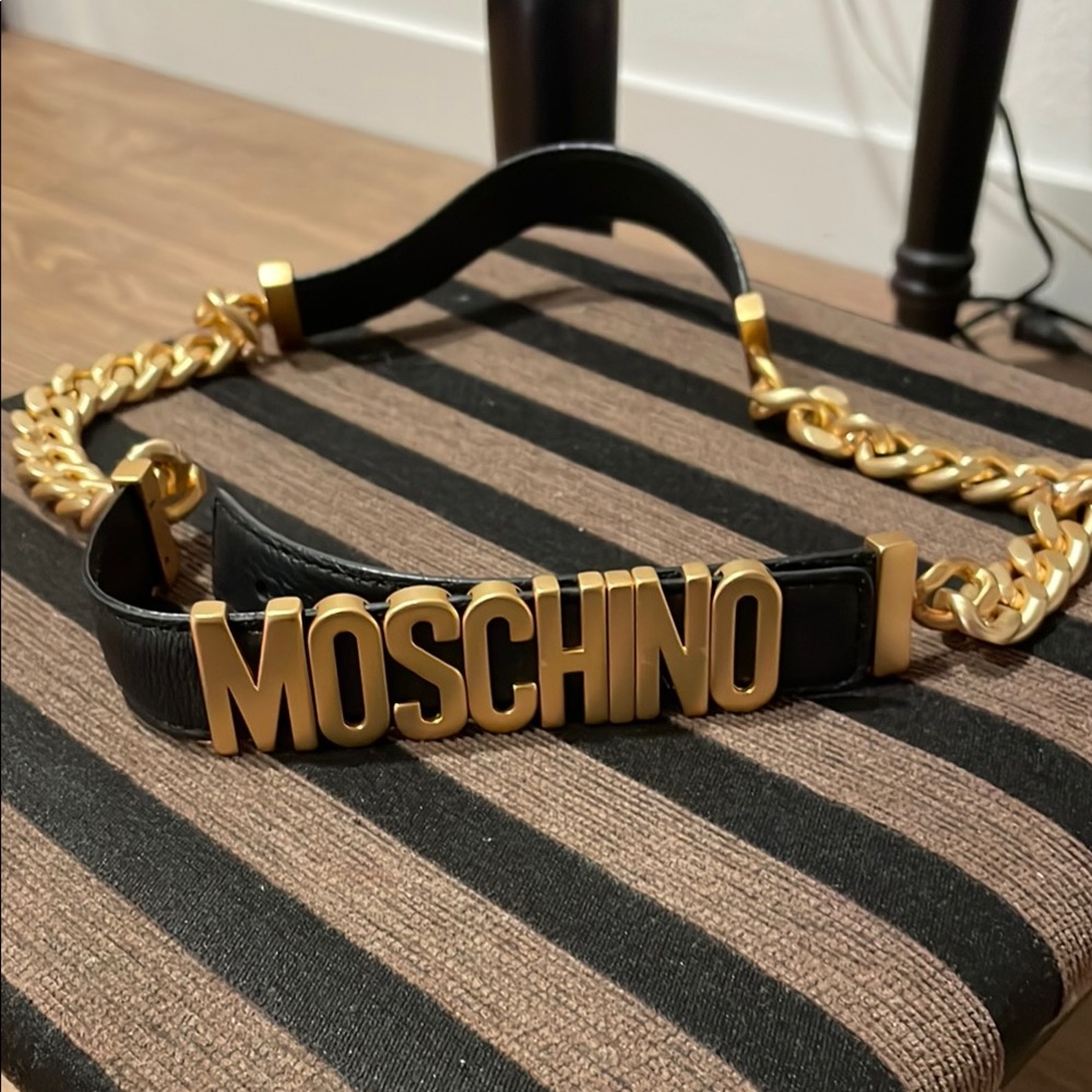 Moschino Black and Gold Chain Belt